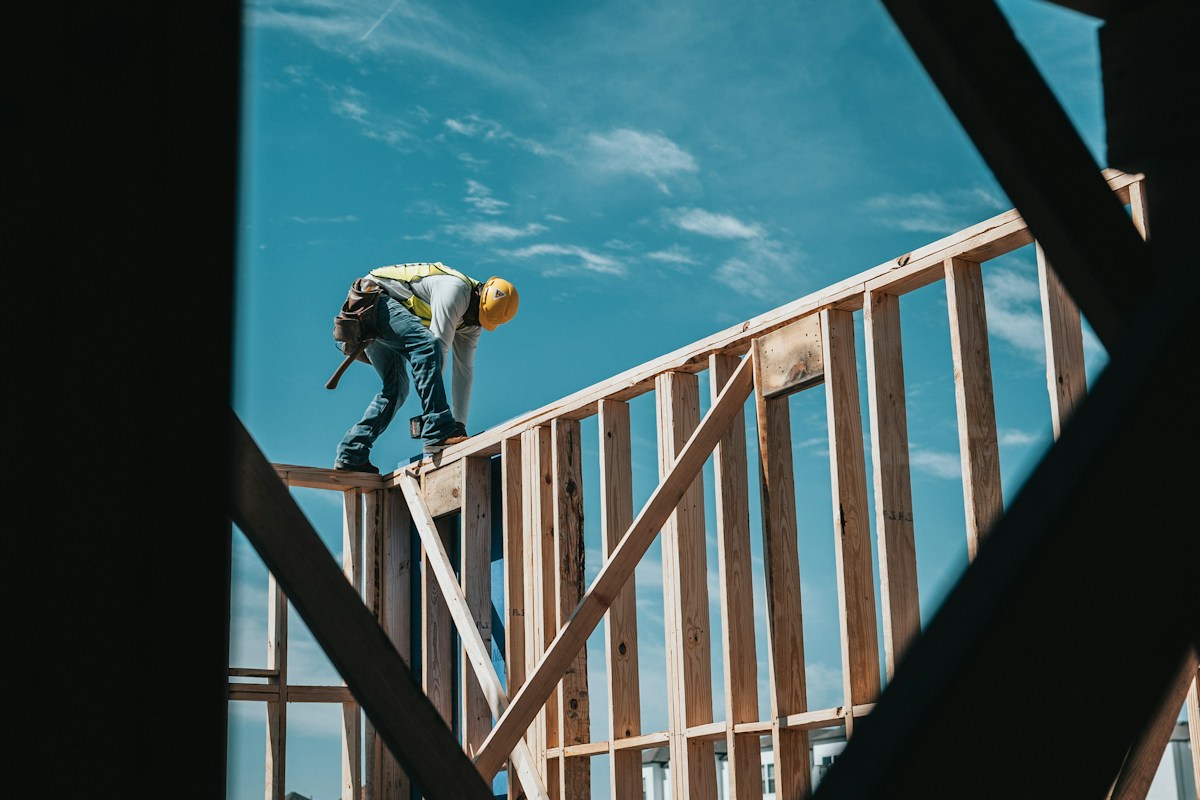 Tradesperson working on the interior of a timber structure